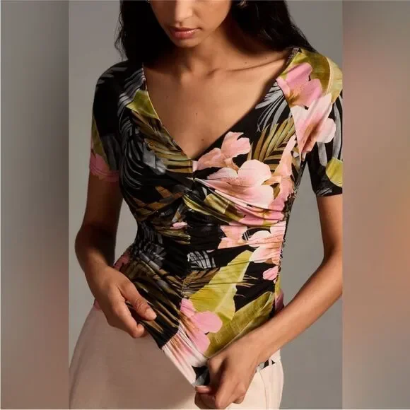 Favorite Daughter NWT The Bad Decisions Ruched Top in Hawaiian Clay Size Small - Picture 7 of 10